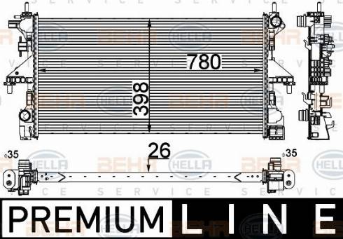 HELLA 8MK 376 733-561 - Радиатор, охлаждане на двигателя vvparts.bg