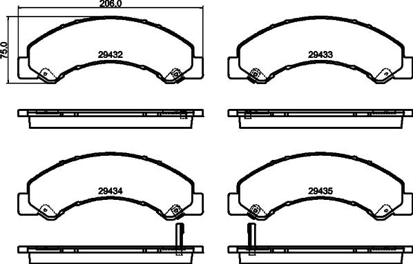 HELLA PAGID 8DB 355 040-441 - Комплект спирачно феродо, дискови спирачки vvparts.bg