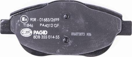 HELLA PAGID 8DB 355 014-551 - Комплект спирачно феродо, дискови спирачки vvparts.bg