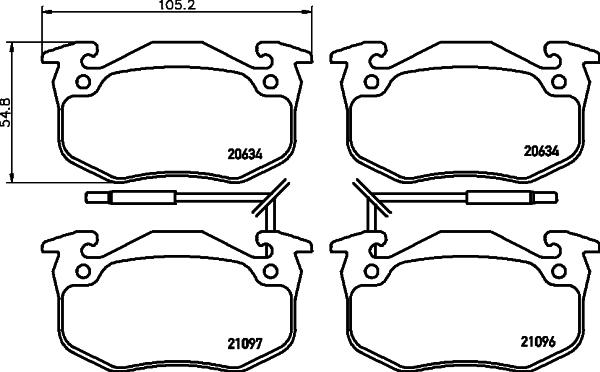 HELLA PAGID 8DB 355 018-941 - Комплект спирачно феродо, дискови спирачки vvparts.bg