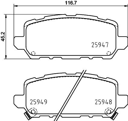 HELLA 8DB 355 025-591 - Комплект спирачно феродо, дискови спирачки vvparts.bg