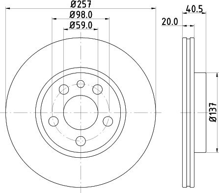 HELLA PAGID 8DD 355 105-621 - Спирачен диск vvparts.bg