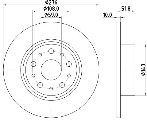 HELLA PAGID 8DD 355 106-381 - Спирачен диск vvparts.bg