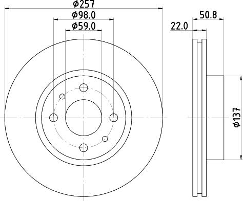 HELLA PAGID 8DD 355 102-301 - Спирачен диск vvparts.bg