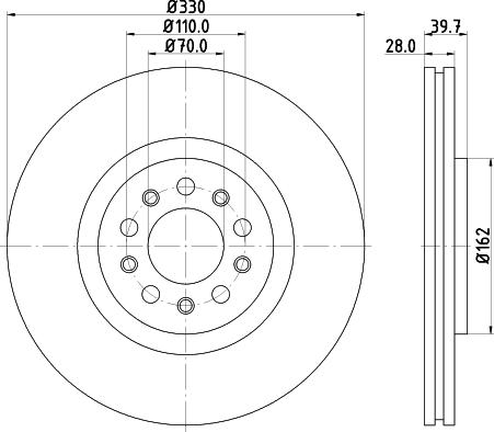 HELLA PAGID 8DD 355 116-651 - Спирачен диск vvparts.bg