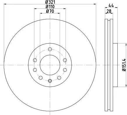 HELLA PAGID 8DD 355 113-091 - Спирачен диск vvparts.bg