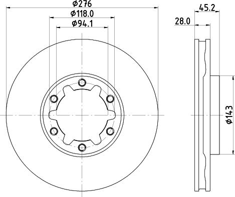 HELLA PAGID 8DD 355 134-931 - Спирачен диск vvparts.bg