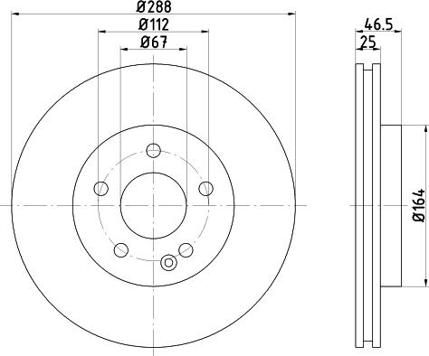 HELLA PAGID 8DD 355 125-541 - Спирачен диск vvparts.bg