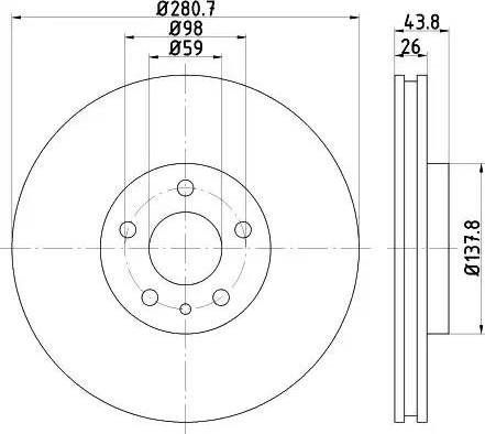 HELLA PAGID 8DD 355 120-291 - Спирачен диск vvparts.bg