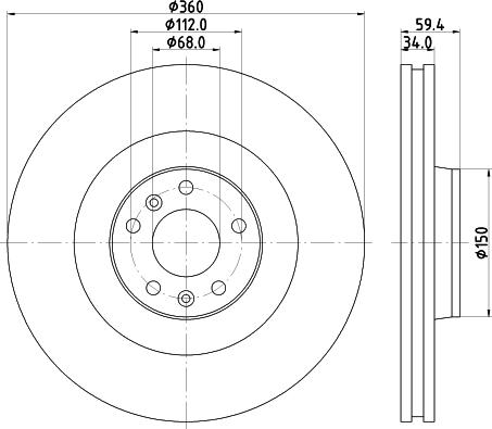 HELLA PAGID 8DD 355 128-091 - Спирачен диск vvparts.bg