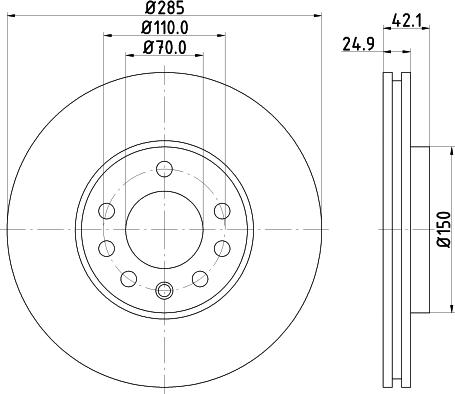 HELLA PAGID 8DD 355 122-552 - Спирачен диск vvparts.bg