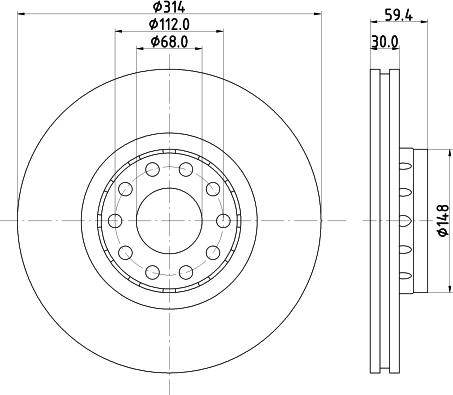 HELLA PAGID 8DD 355 127-191 - Спирачен диск vvparts.bg