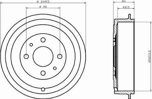 HELLA PAGID 8DT355300301 - Спирачен барабан vvparts.bg