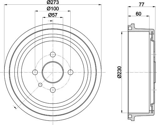 HELLA PAGID 8DT 355 303-451 - Спирачен барабан vvparts.bg