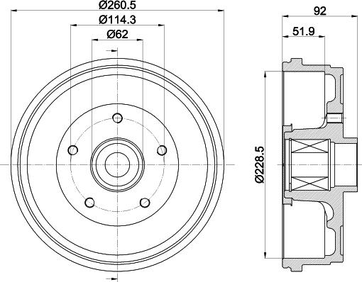 HELLA PAGID 8DT 355 303-401 - Спирачен барабан vvparts.bg