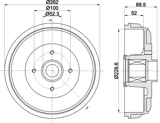 HELLA PAGID 8DT 355 303-411 - Спирачен барабан vvparts.bg