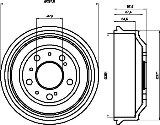 HELLA PAGID 8DT 355 302-191 - Спирачен барабан vvparts.bg