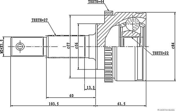 Herth+Buss Jakoparts J2831136 - Каре комплект, полуоска vvparts.bg