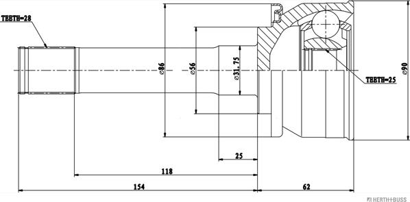 Herth+Buss Jakoparts J2825034 - Каре комплект, полуоска vvparts.bg