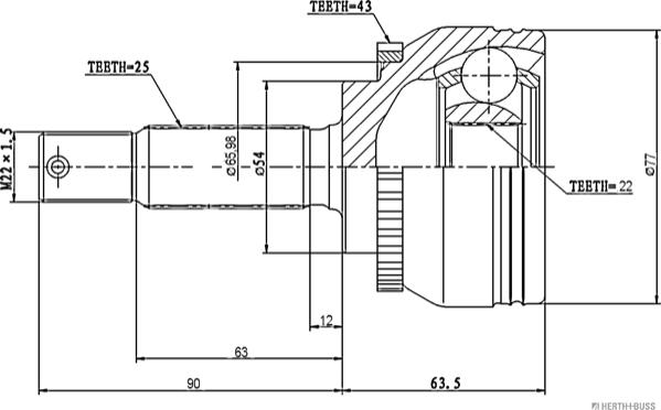 Herth+Buss Jakoparts J2825120 - Каре комплект, полуоска vvparts.bg