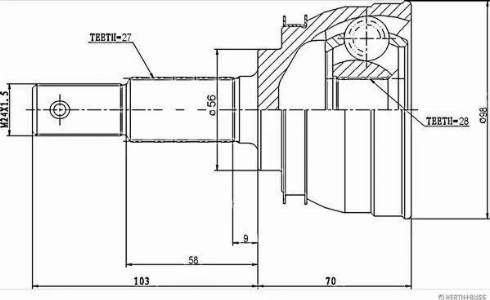 Herth+Buss Jakoparts J2821006 - Каре комплект, полуоска vvparts.bg