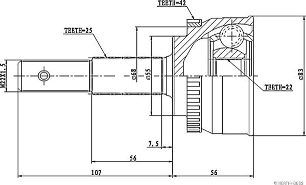 Herth+Buss Jakoparts J2821128 - Каре комплект, полуоска vvparts.bg