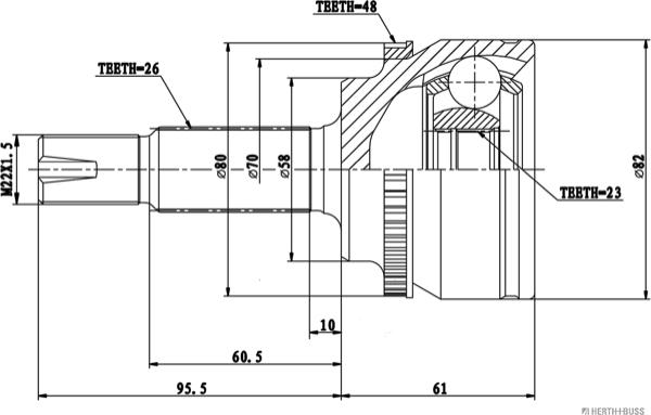 Herth+Buss Jakoparts J2822139 - Каре комплект, полуоска vvparts.bg