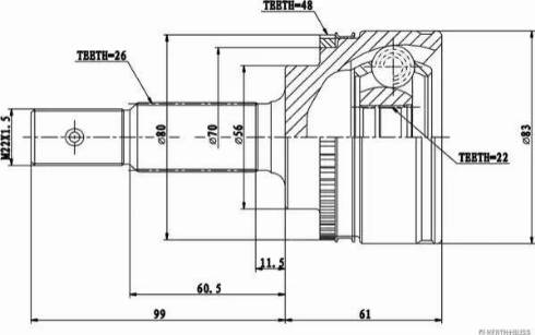 Herth+Buss Jakoparts J2822138 - Каре комплект, полуоска vvparts.bg