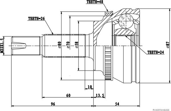 Herth+Buss Jakoparts J2822132 - Каре комплект, полуоска vvparts.bg