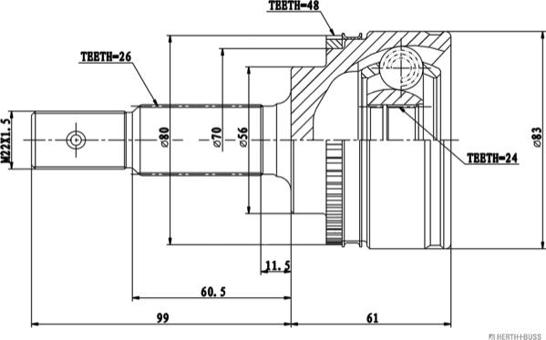 Herth+Buss Jakoparts J2822124 - Каре комплект, полуоска vvparts.bg