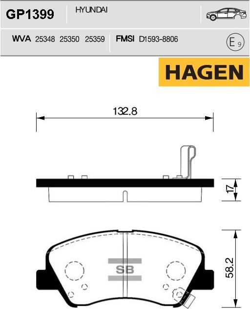 Hi-Q GP1399 - Комплект спирачно феродо, дискови спирачки vvparts.bg