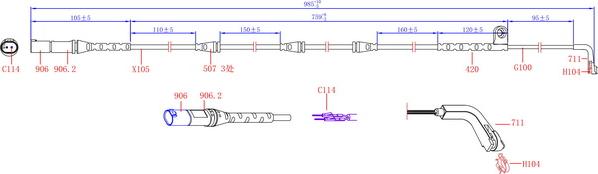 Hi-Q SWS1619 - Предупредителен контактен сензор, износване на накладките vvparts.bg