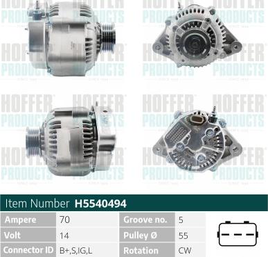 Hoffer H5540494 - Генератор vvparts.bg