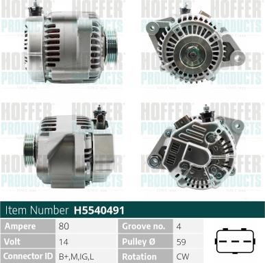 Hoffer H5540491 - Генератор vvparts.bg