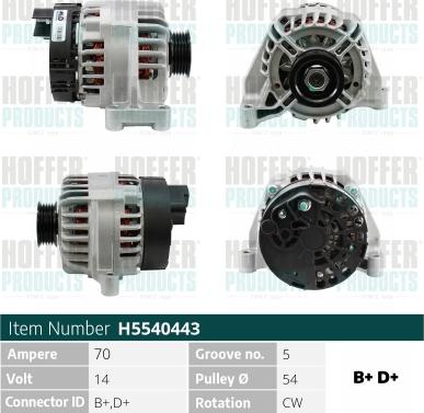 Hoffer H5540443R - Генератор vvparts.bg