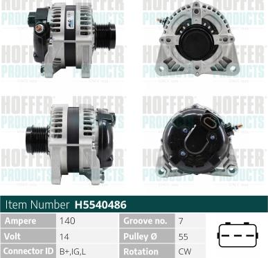 Hoffer H5540486 - Генератор vvparts.bg