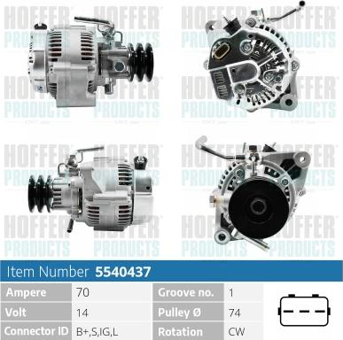 Hoffer H5540437 - Генератор vvparts.bg