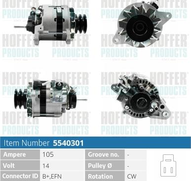 Hoffer H5540301 - Генератор vvparts.bg