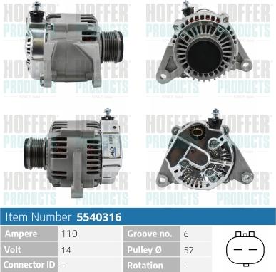 Hoffer H5540316 - Генератор vvparts.bg