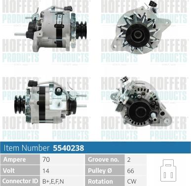 Hoffer H5540238 - Генератор vvparts.bg