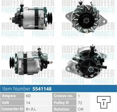 Hoffer H5541148 - Генератор vvparts.bg