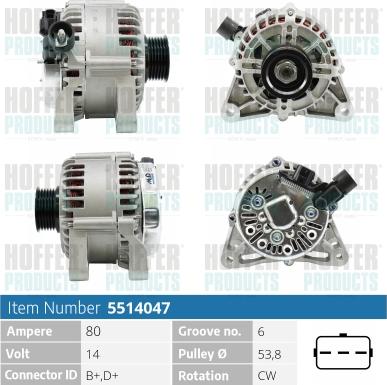 Hoffer H5514047 - Генератор vvparts.bg