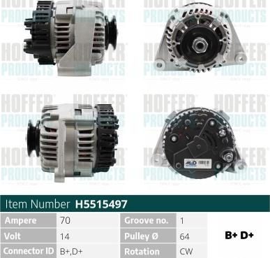 Hoffer H5515497 - Генератор vvparts.bg