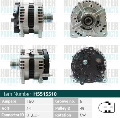 Hoffer H5515510 - Генератор vvparts.bg