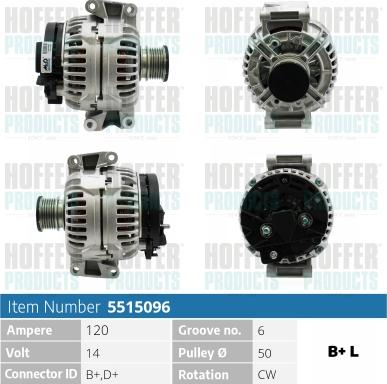 Hoffer H5515096 - Генератор vvparts.bg