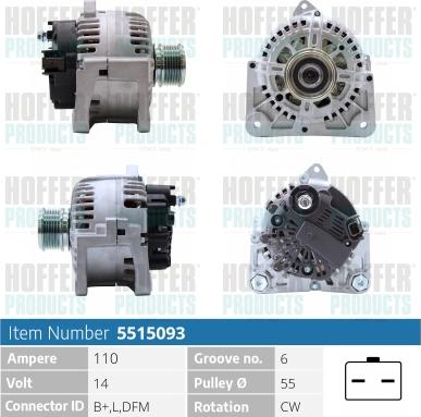 Hoffer H5515093 - Генератор vvparts.bg