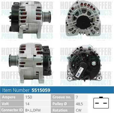 Hoffer H5515059 - Генератор vvparts.bg