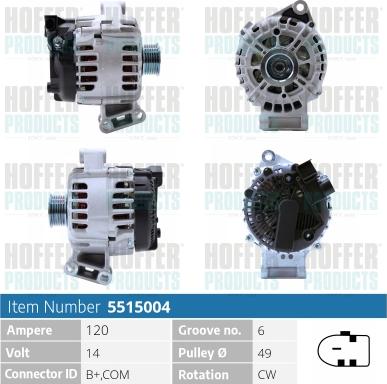 Hoffer H5515004 - Генератор vvparts.bg