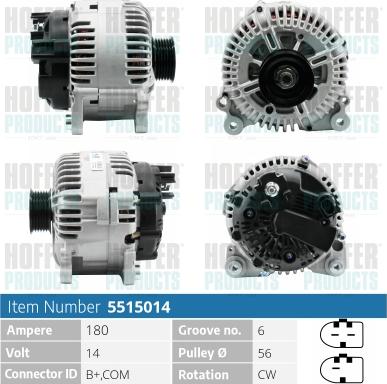 Hoffer H5515014P - Генератор vvparts.bg