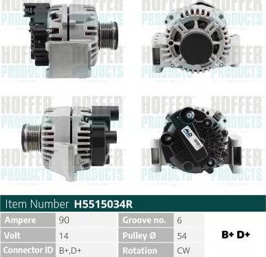 Hoffer H5515034R - Генератор vvparts.bg